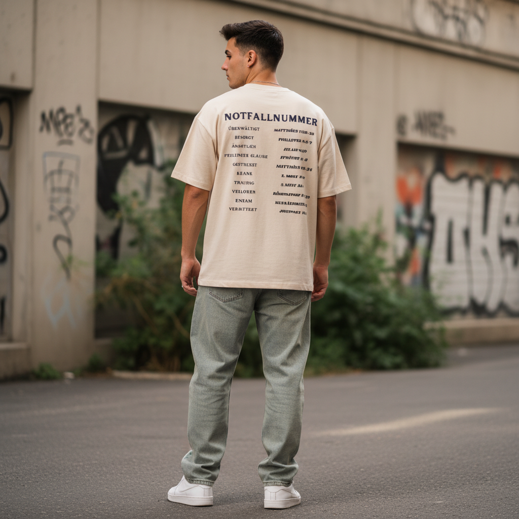 Oversized T-Shirt - Notfallnummer - Backprint