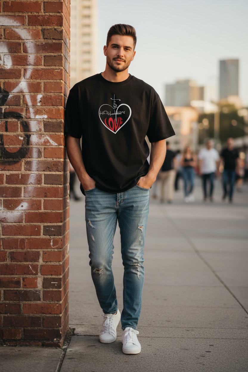 Oversized T-Shirt -faith hope love