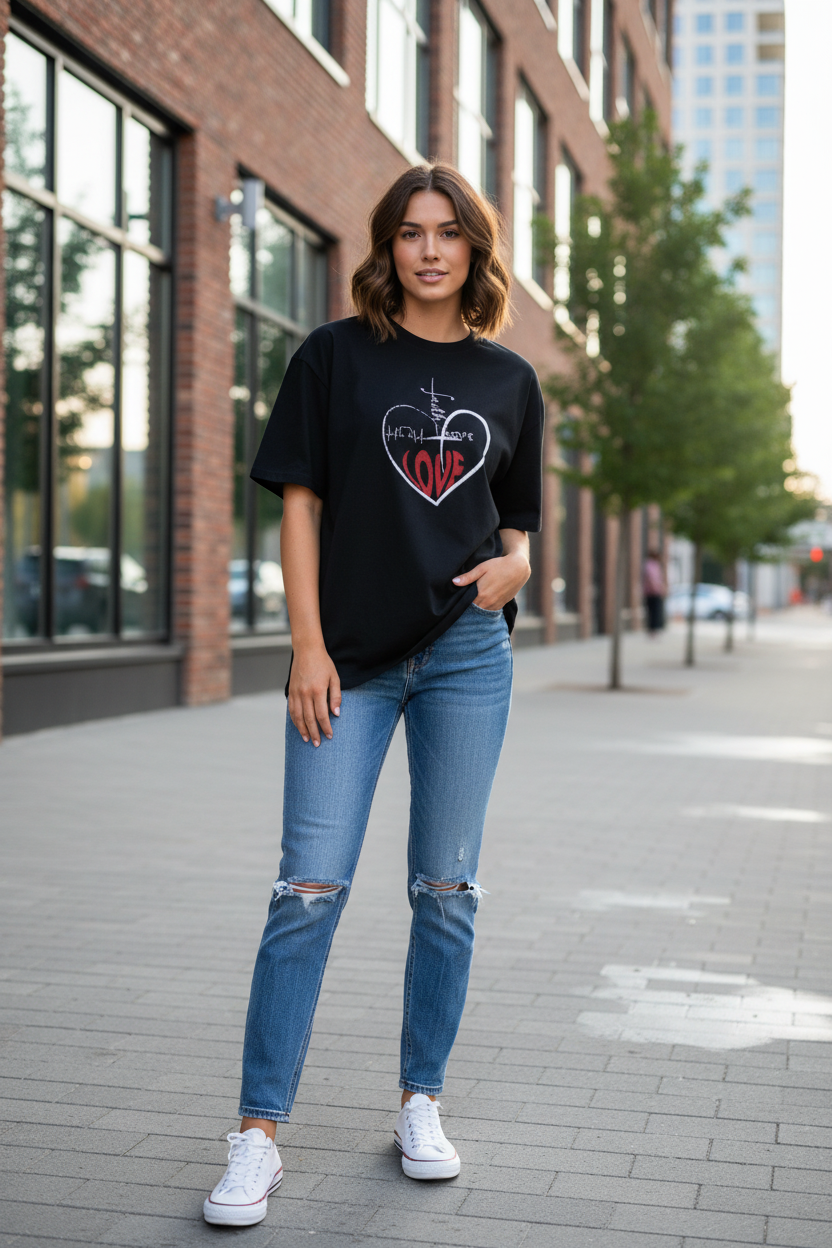 Oversized T-Shirt -faith hope love