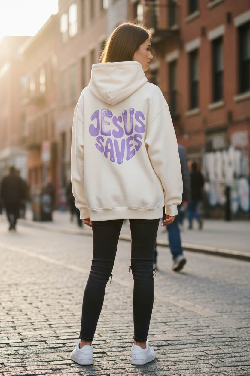 Oversized Hoodie - Backprint - JESUS SAVES