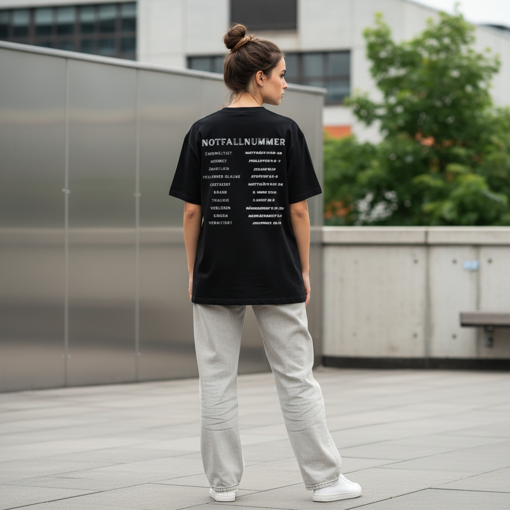 Oversized T-Shirt - Notfallnummer - Backprint
